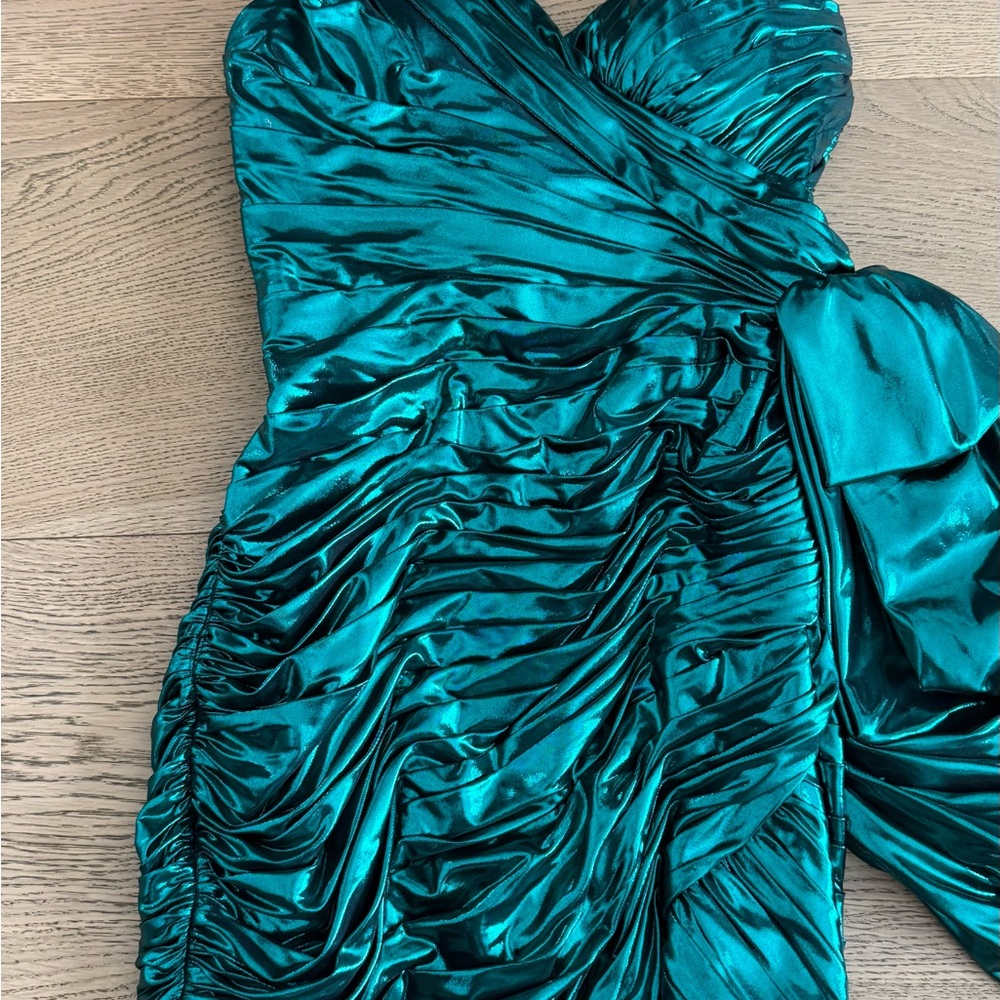 Sherri Hill Strapless Teal Dress
